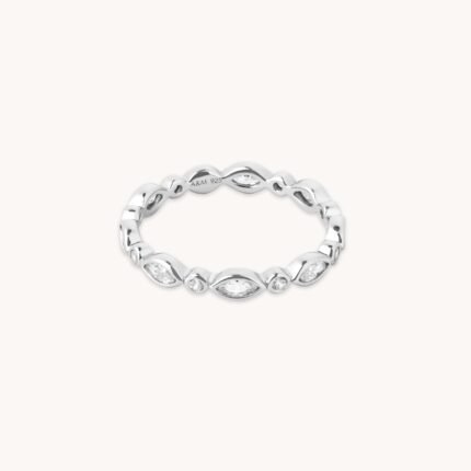 Crystal Band Ring in Solid Silver